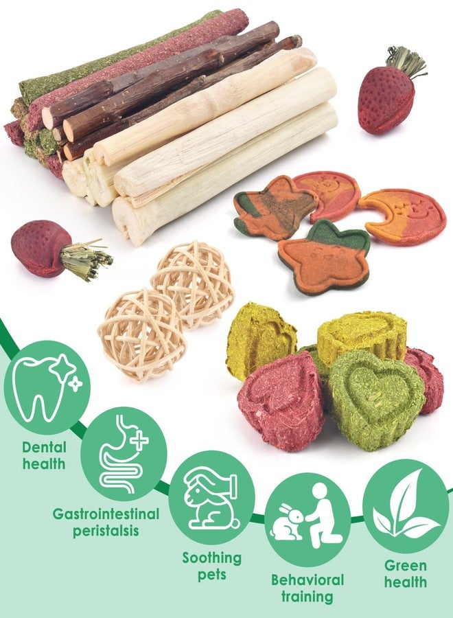 ERKOON 33PCS Bunny Chew Toys for Rabbits Teeth, Natural Rabbit Toys Apple Wood Sticks, Carrot, Timothy Grass Treats for Small Pets, Hamster, Chinchilla, Guinea Pig Dental Care and Treat Teething Toys - Image 2